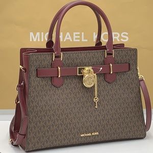 Michael Kors Hamilton Meidum Satchel Shoulder Crossbody Signature